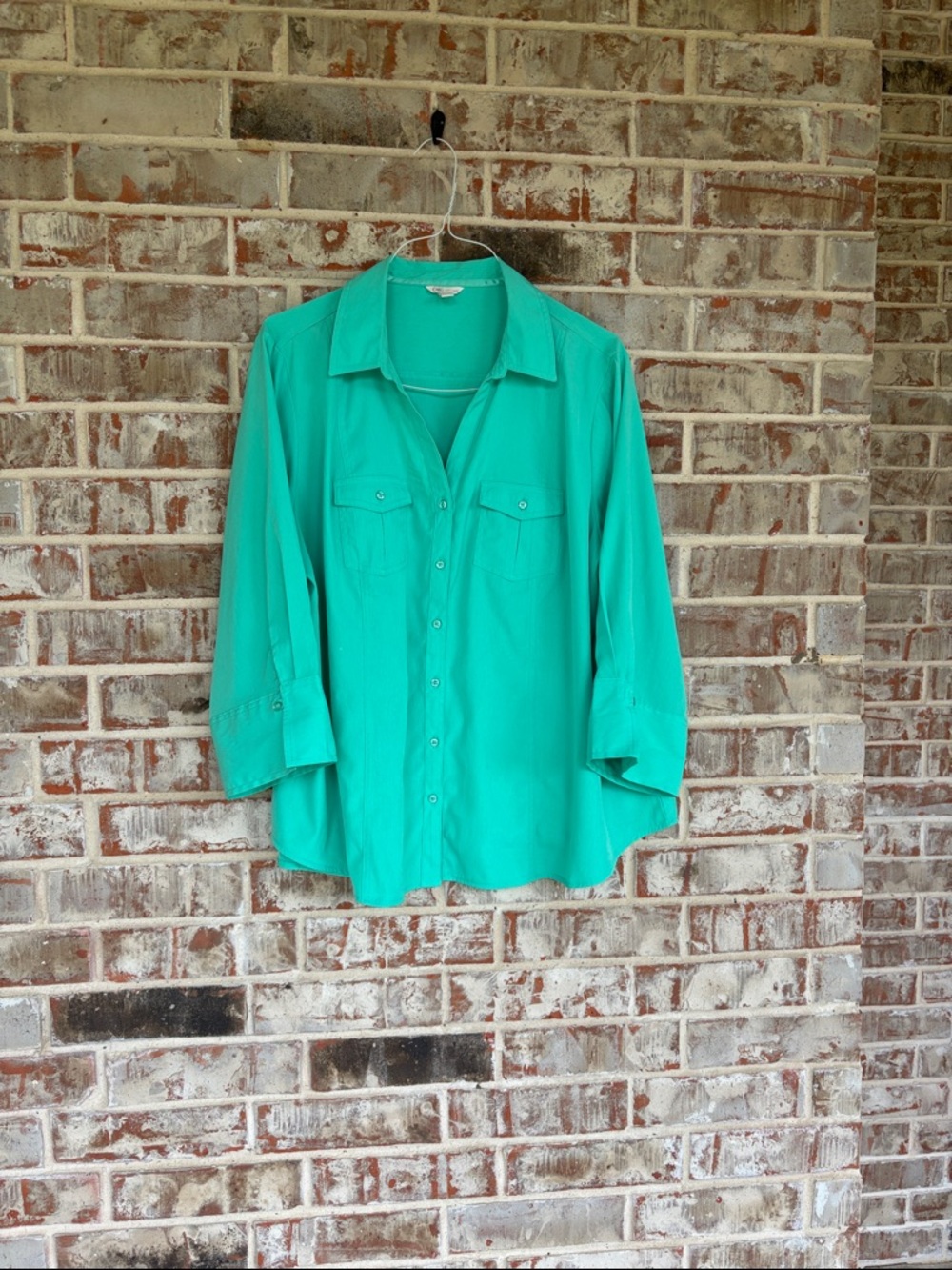 Cato Mint Green Button Up 3/4 Sleeve Blouse